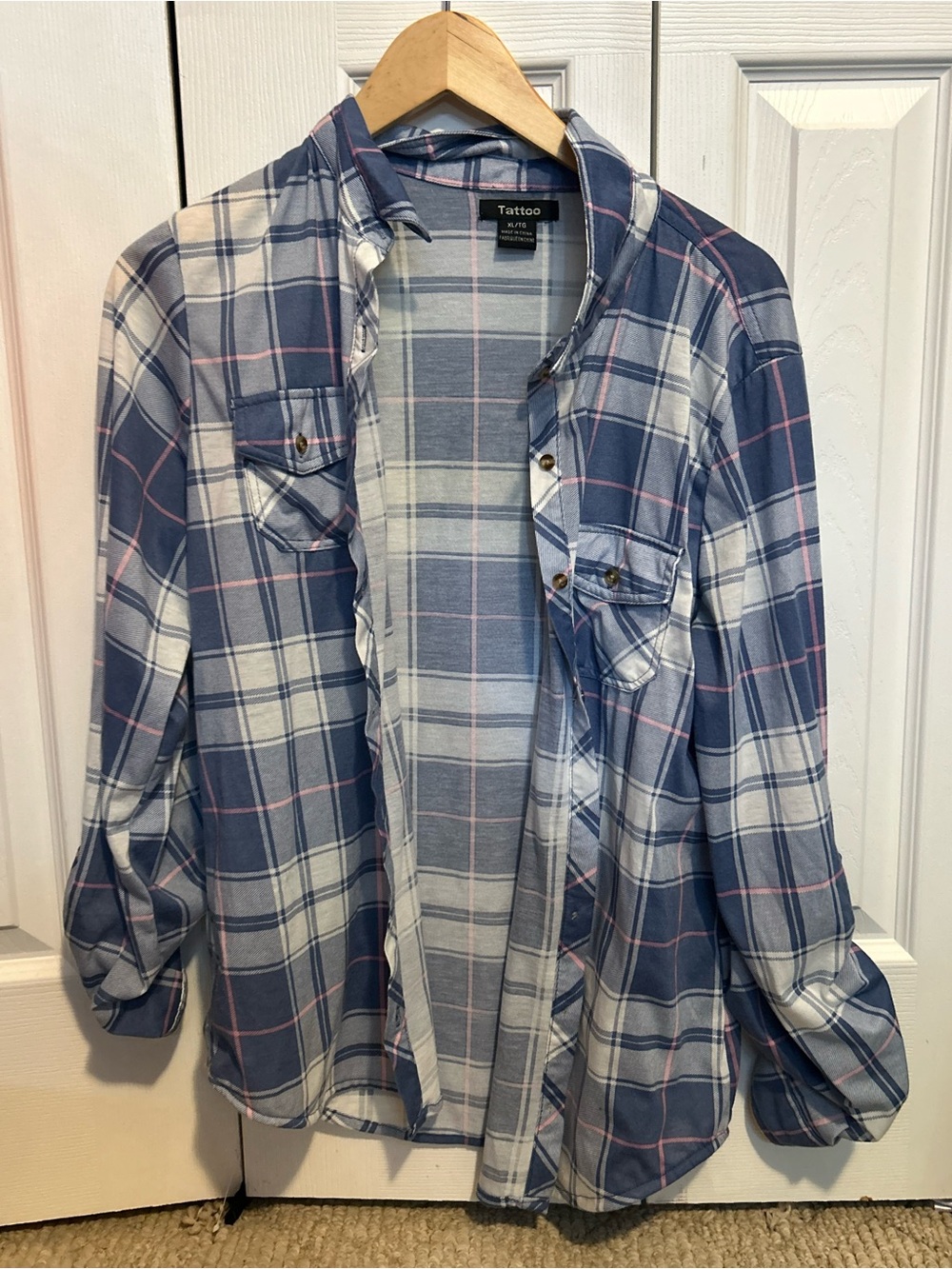 Blue Plaid Button-Up Shirt